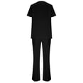 thumbnail image 4 of Womens Scrubs Comfy V-Neck Short Sleeve Tops And Long Jogger Pants Two Piece Solid Color Nurse's Workwear Suits Black S-2xL, 4 of 9