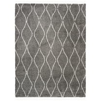 SAFAVIEH Moroccan Fringe Nina Geometric Plush Area Rug, Grey/Ivory, 8' x 10'