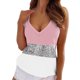 thumbnail image 1 of Gibobby Top informal Sexy para mujer, camiseta sin mangas con cuello en V, chaleco estampado, camiseta tipo túnica, camisetas sin mangas, Top de(Rosa,XG), 1 of 5