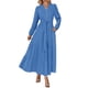 thumbnail image 1 of Vestido Maxi Boho PRETTYGARDEN de Manga Larga con Escote en V Azul Talla L, 1 of 8