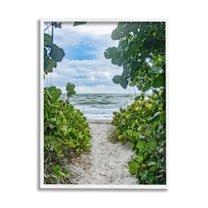 Stupell Industries Overhanging Beach Greenery Plants Path Photograph White Framed Art Print Wall Art, Design by Mary Lou Photography