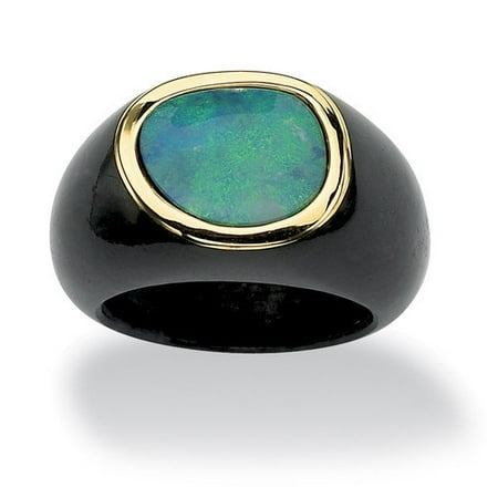 Palm Beach Jewelry Blue Opal and Black Jade Ring