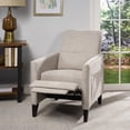 thumbnail image 3 of Pushback Recliner Chair with Side Pocket, Fabric Armchair with Rivet Decoration, Mid-Century Accent Chair for Living Room/Bedroom, 3 of 9