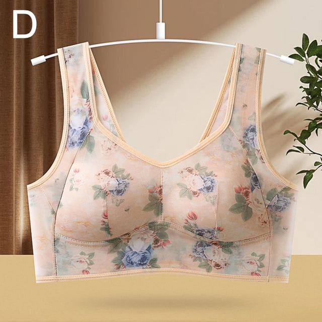 Ice Silk Lace Cooling Comfort Bra, Lace Buttonless Bra Comfortable G4 U4U1