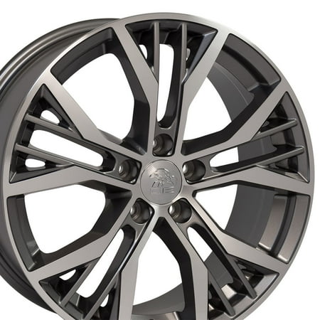 OE Wheels 18 Inch GTI Style | Fits Volkswagen GTI Jetta EOS CC Tiguan Rabbit Passat Golf Beetle | Offset 45mm VW28 Gunmetal Machined 18x8 (Best Rims For Vw Gti)