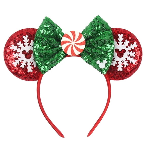 New Disney Christmas Mouse Ears Headband, 5‘’, Sequins/Bow Hairbands for Girls