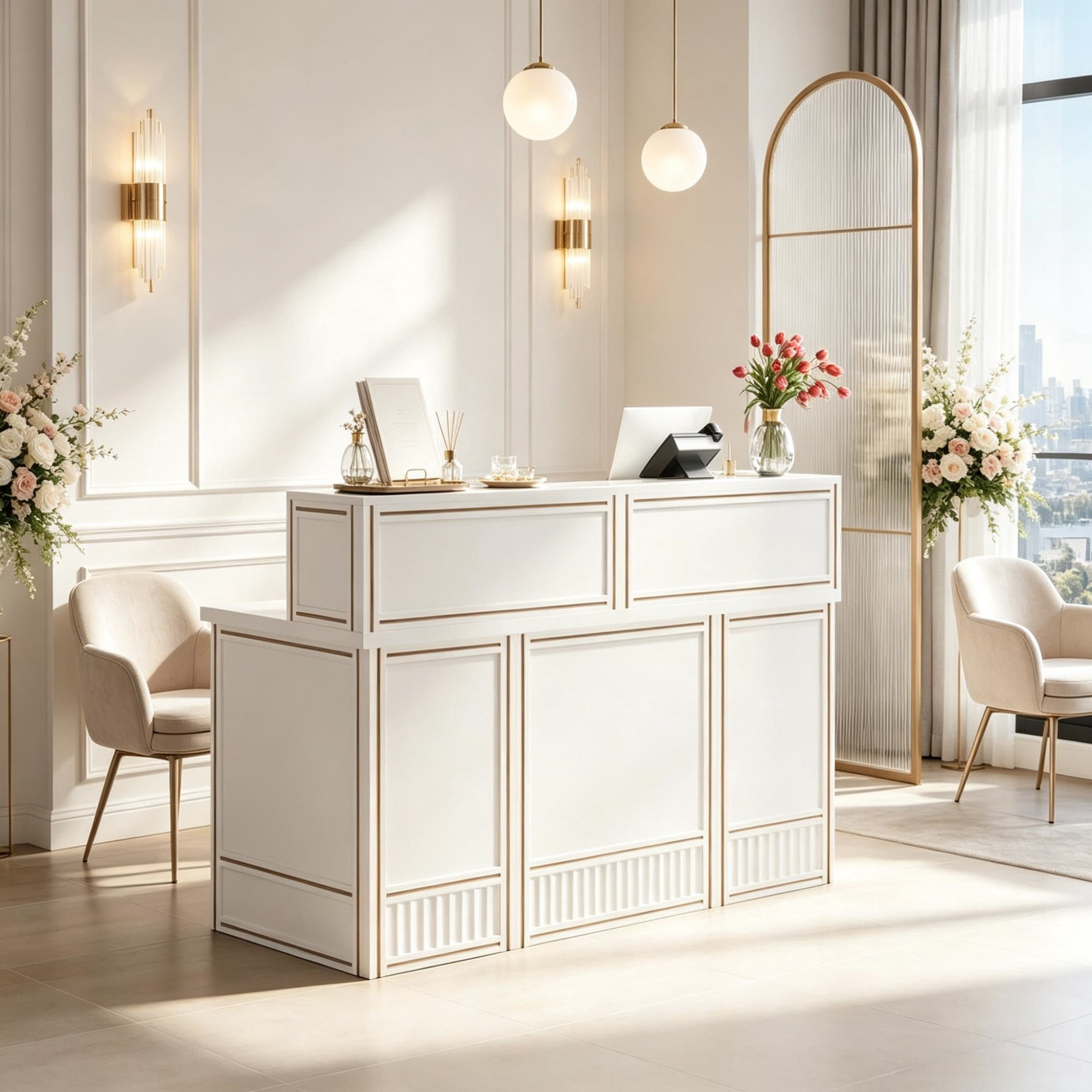 57" Reception Desk with Counter