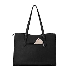 MOSISO Laptop Tote Bags for Women 15.6 inch laptops Curved Waterproof PU Leather Briefcase with Small Pouch