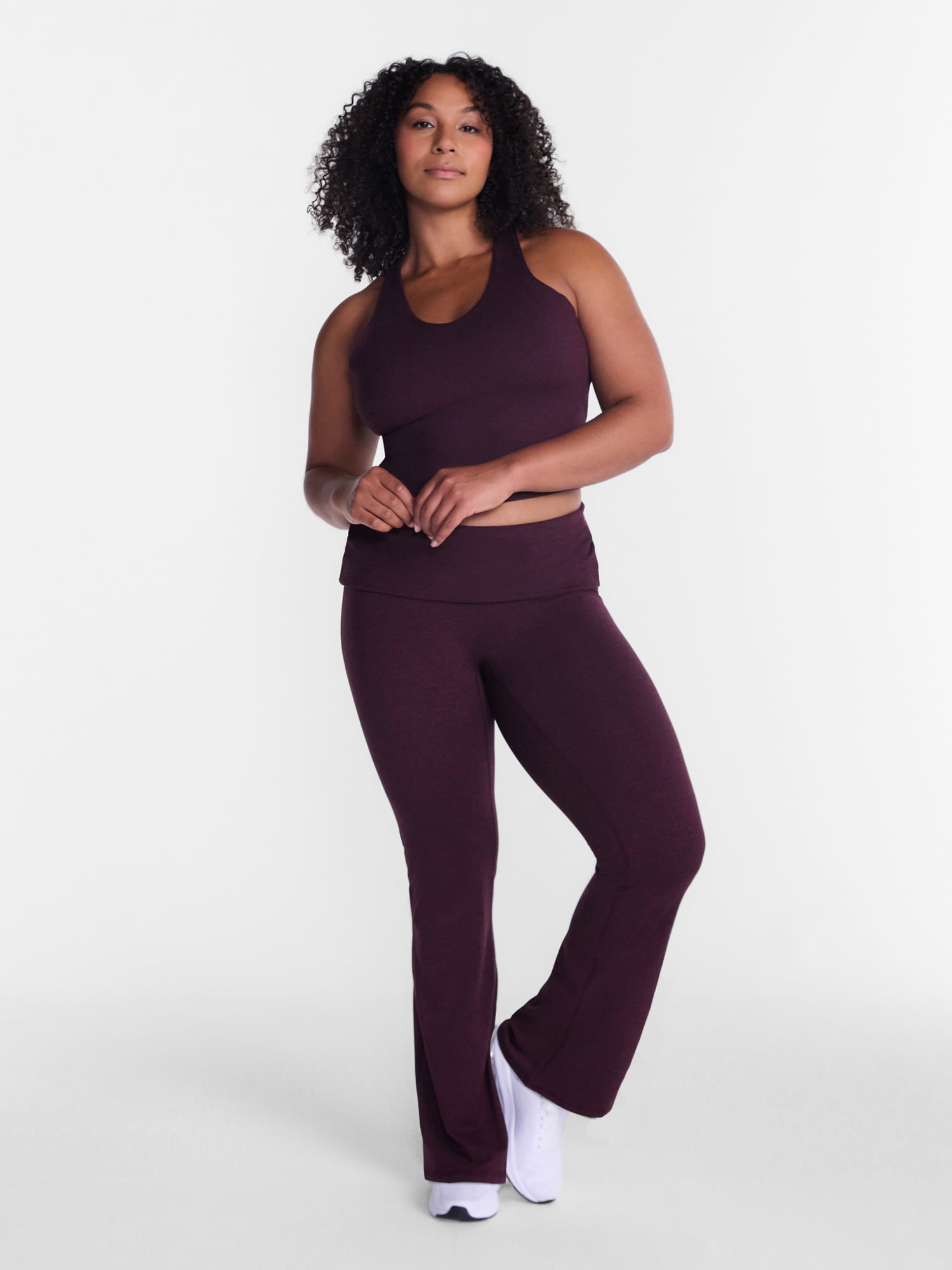 Athletic Works Women's ButterCore Flare Leggings with Fold Over Waist, 31" Inseam, Sizes XS-XXL