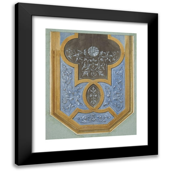 Jules-Edmond-Charles Lachaise 12x14 Black Modern Framed Museum Art Print Titled - Design for the Decoration of a Ceiling with Rinceaux (1830-97)