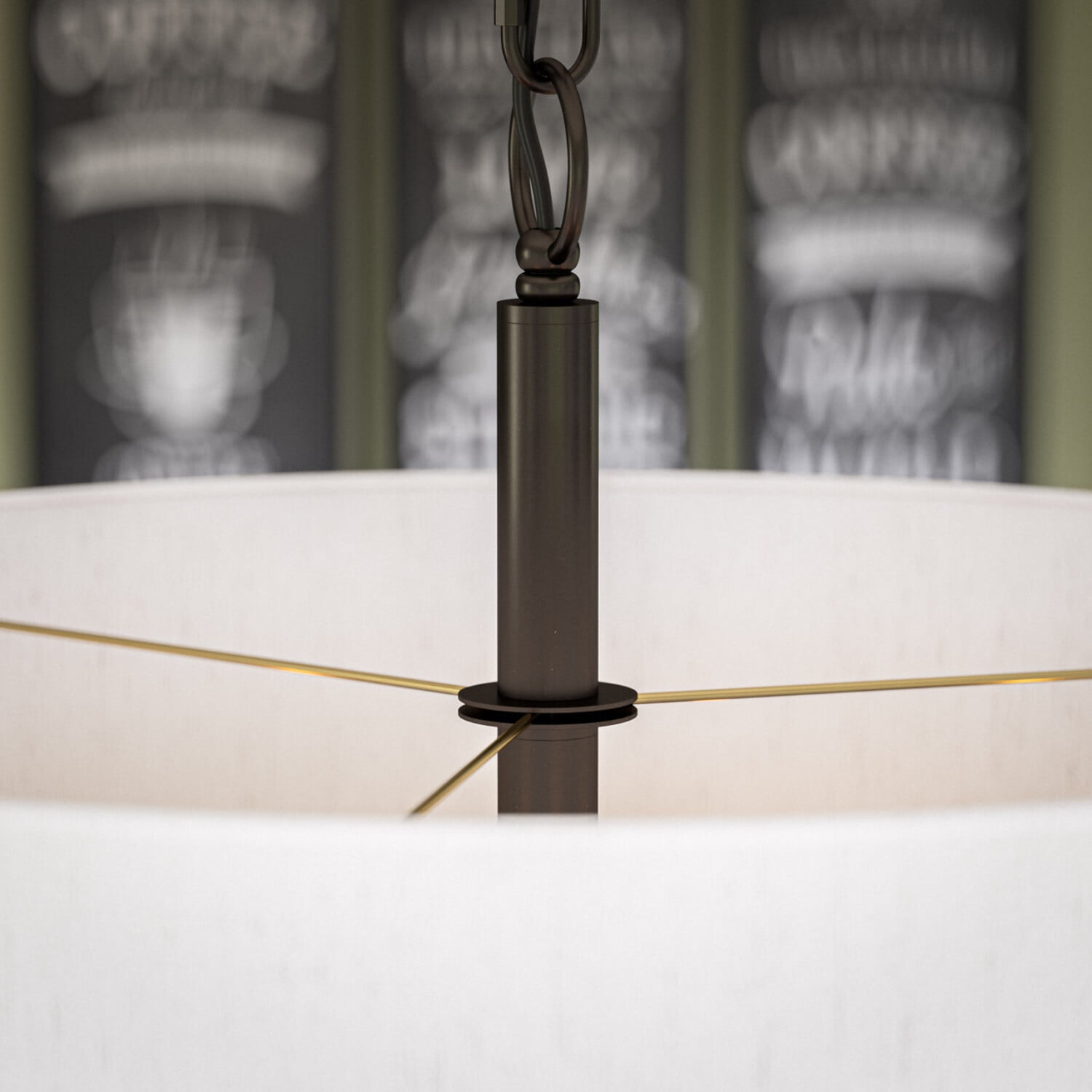 Kenroy Home Rutherford 22'' Pendant Light Fixture with Taupe Fabric Drum Shade for Dining Room, Kitchen Table, Bathroom, Foyer, or Entryway, Oil Rubbed Bronze
