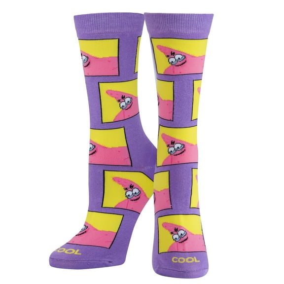 Cool Socks, SpongeBob, Savage Patrick, Womens Crew Length, Funny Graphic Print- Large