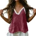 thumbnail image 6 of Ecqkame Tank Tops for Women V Neck Lace Trim Adjustable Spaghetti Strap Cami Top Solid Casual Sleeveless Summer Blouse Wine XXL, 6 of 8