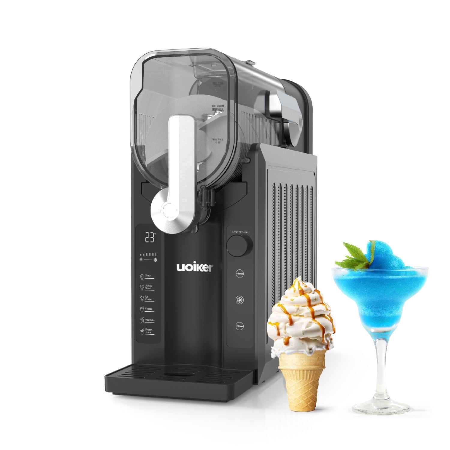 88 oz. Black Slushy Machine Frozen Drink Maker with Touch Screen, 6 Preset Programs, Self-Cleaning, No Ice Required