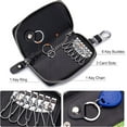 thumbnail image 2 of Genuine Leather Key Case Car Key Bag Key Pouch Portable Card Holder Keychain Wallet with 6 Hook for Men Women Coffee-colour, 2 of 6
