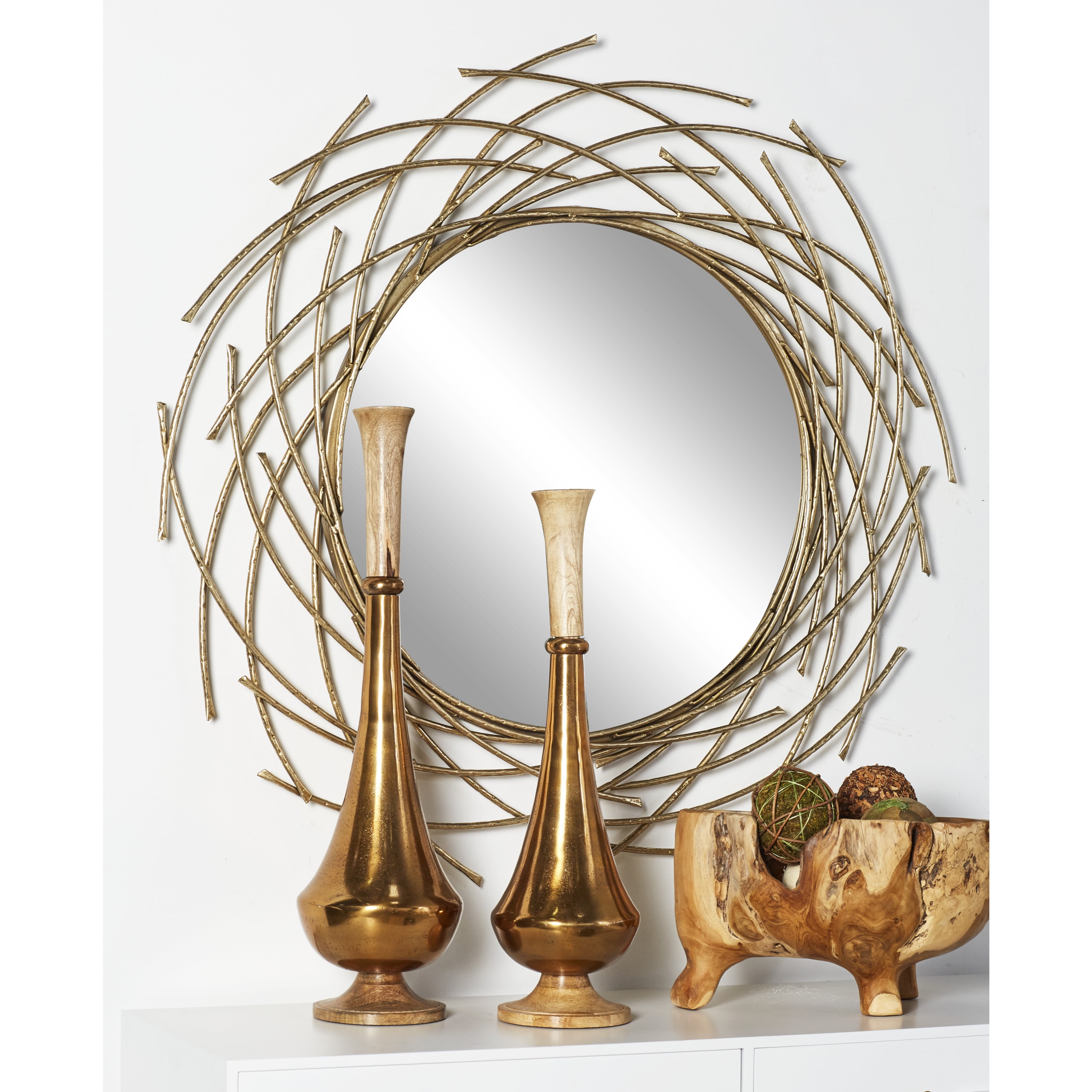 CosmoLiving by Cosmopolitan 39" x 39" Gold Starburst Wall Mirror