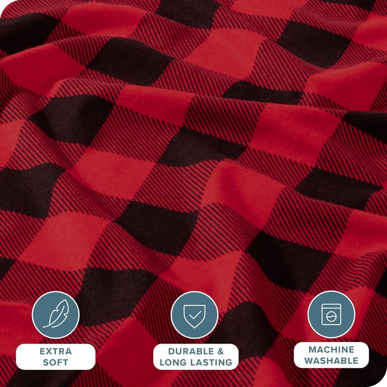 Bare Home Flannel Duvet Cover Set, Queen, Buffalo Plaid photo 4