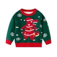 thumbnail image 2 of Lopecy-Sta Christmas Sweater for Toddler Girls (3-8Y), Kids Ugly Christmas Dinosaur Knit Crewneck Pullover, Winter Long Sleeve Xmas Knitted Top for Holiday Party Green, 2 of 9