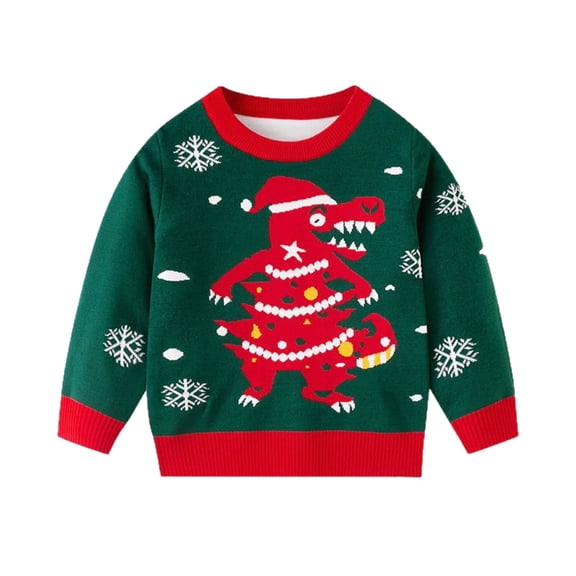ZACPNCV Christmas Sweater for Toddler Baby Boys Girls Knit Sweater Kids Pullover Sweater Shirt Winter Warm Coat Green 7-8 Years