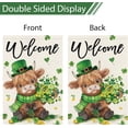 thumbnail image 6 of Welcome St. Patrick's Day Garden Flag 12x18 Double Sided Burlap, Highland Cow with Shamrock Bouquet & Green Plaid Scarf Yard Flag for Spring Seasonal Irish Farmhouse Outdoor Decor(ONLY FLAG), 6 of 6