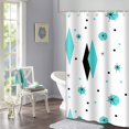 thumbnail image 4 of Shower Curtain Waterproof Polyester Fabric 72 x 72 inches Customizable Retro Turquoise Diamonds Starbursts Color Mid Century Modern Set with Hooks Decorative Bathroom Curtains, 4 of 6