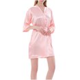 thumbnail image 6 of FRSASU Women's Pajama Dress Solid Color Home Wear V-neck Belt Half Sleeve Pajama Dress Pink 12(XXL), 6 of 6