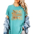 thumbnail image 4 of Trendy Mama Checkered Fall Shirt for Women Cute Sunflower Floral Tee for Moms Seafoam Shirt Adult Large, 4 of 4