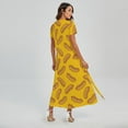 thumbnail image 2 of Yellow Hot Dog Pattern Printed Short Sleeve Maxi Dress, Dog Pet Lover Fashion Summer Maxi Dress For Women, 2 of 4