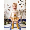 thumbnail image 3 of Cjfdfy Newborn Baby Girl Halloween Outfit Cutest Pumpkin In The Patch Long Sleeve Romper Skort Headband Stockings Infant Cute My First Halloween Outfit 0-18 Months, 3 of 9