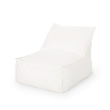 Noble House Kyria Outdoor 3 ft Fabric Bean Bag Chair, White