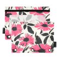 thumbnail image 2 of Ckdifva Flowers Pink Floral Pencil Pouch 3 Ring Zipper Pencil Case Binder Pockets Clear Top Cosmetic Bag 2 Pack, 2 of 6