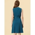 thumbnail image 4 of INSPIRE CHIC Robe Midi d'Été Sans Manches à Col en V à Boutons devant pour Femme Bleu Lac S, 4 of 5