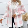 thumbnail image 2 of ZQUUVOU Sherpa Jacket Women Fuzzy Fleece Open Front Hooded Cardigan Soft Pajamas Shirts (Pink,2XL), 2 of 5