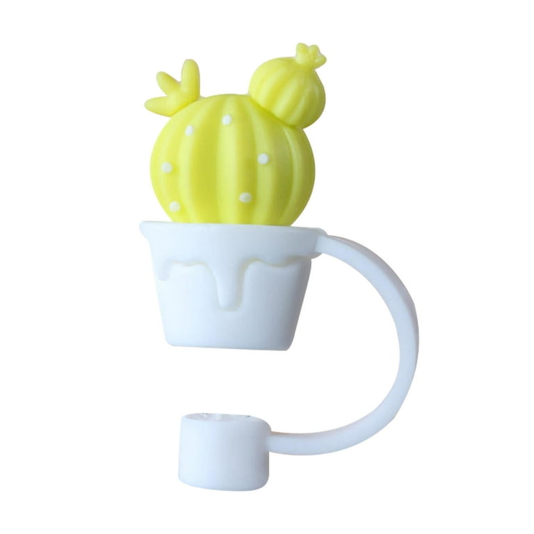 Aurigate Cute Silicone Straw Cover Set, Reusable Cartoon Cactus Straw Plugs Drinking Dust Cap Kit, Splash Proof Straw Tips Cup Straw Accessories