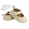 thumbnail image 1 of Baby Shoes Solid Color Ribbed Walking Shoes Soft Sole Footwear, 1 of 5