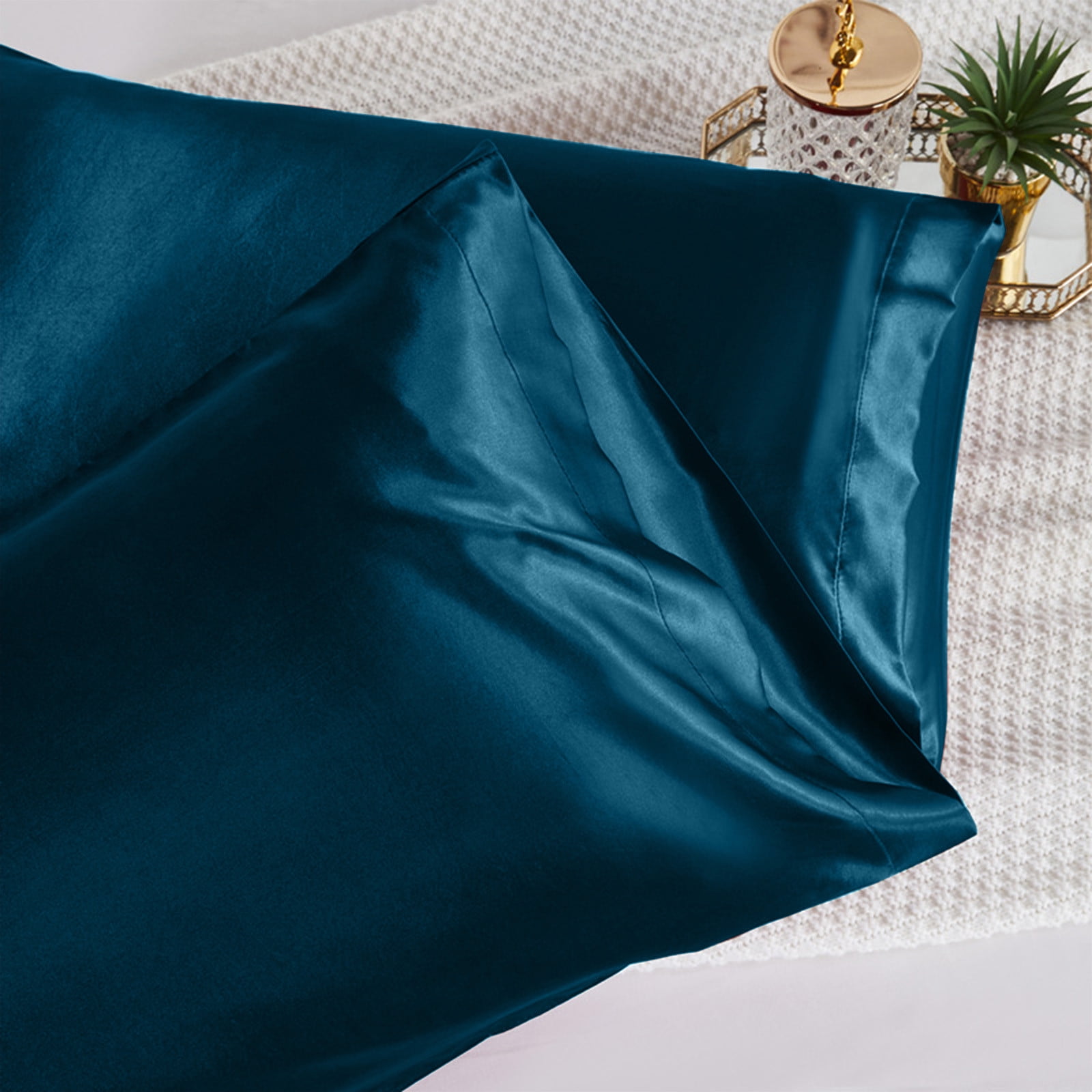 Hvmvliv Silk Pillowcase Satin Pillowcase Pillowcases Standard Size Set of 2 Luxury and Soft Satin Pillowcovers 2 Pack (20x30 Inches) Dark Blue