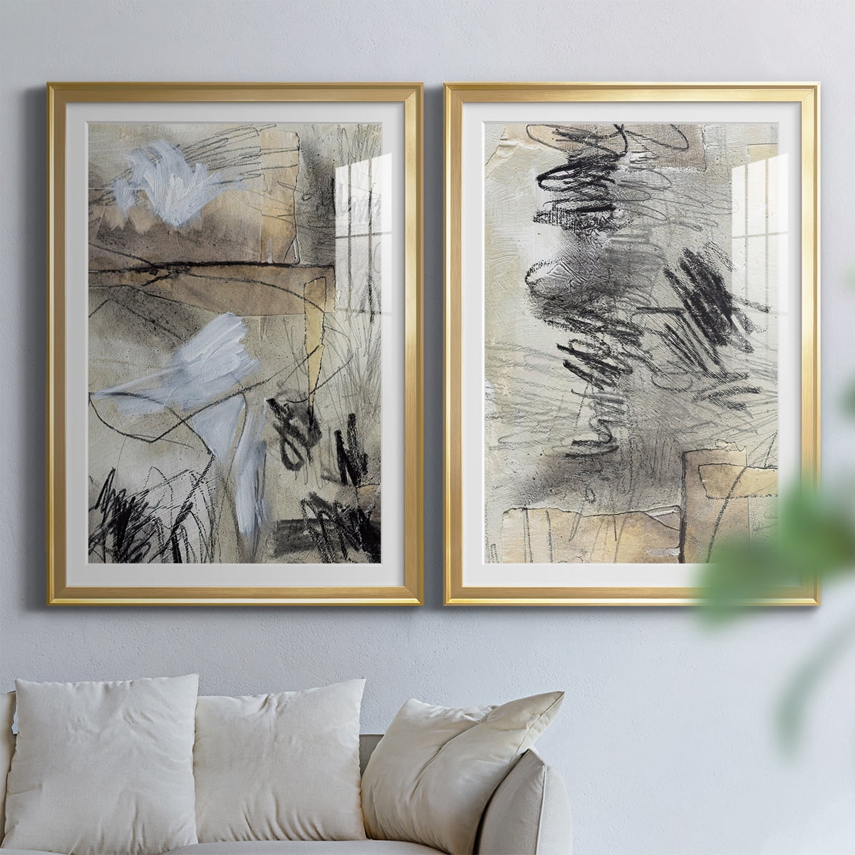 Wexford Home Masked Notes I Premium Framed Print, 26.5" x 36.5" - Ready to Hang, Gold (Set of 2)