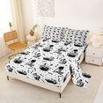 thumbnail image 2 of Castle Fairy Gothic Spooky Skeleton Bed Sheets 4-Piece,Halloween Stars Print Full Size Sheets,White Offwhite,1 Fitted Sheet,1 Flat Sheet and 2 Pillowcases, 2 of 6