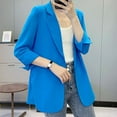 thumbnail image 3 of Mdesiwst Women Summer Blazer Solid Color Long Sleeves Lapel Notch Collar Mid Length Anti-UV Straight AD Keep Warm Women Summer Coat Women Clothes, 3 of 7