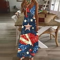 thumbnail image 2 of American Flag Printed Dress for Women A-Line Spaghetti Strap Sundress Deep V-Neck Maxi Tank Dresses Independence Day Patriotic Dress Baggy Boho Summer Beach Vacation Outfits, 2 of 5