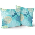 thumbnail image 2 of Ocean Coral Pillow Covers 18x18 Inch Nautical Coastal Throw Pillows Set of 2 Beach Seashell Starfish Pillow Case Soft Cotton Square Cushion Covers for Home Couch Sofa Patio Bedroom, Green, 2 of 6