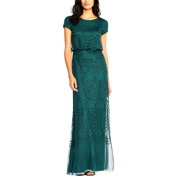 Adrianna Papell womens Blouson Beaded Long Dress, 16
