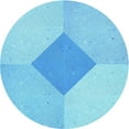 thumbnail image 1 of Ahgly Company Tapis d'Intérieur Rond Lavable en Machine Bleu Midi Transitionnel, 3 Pieds Rond, 1 of 7