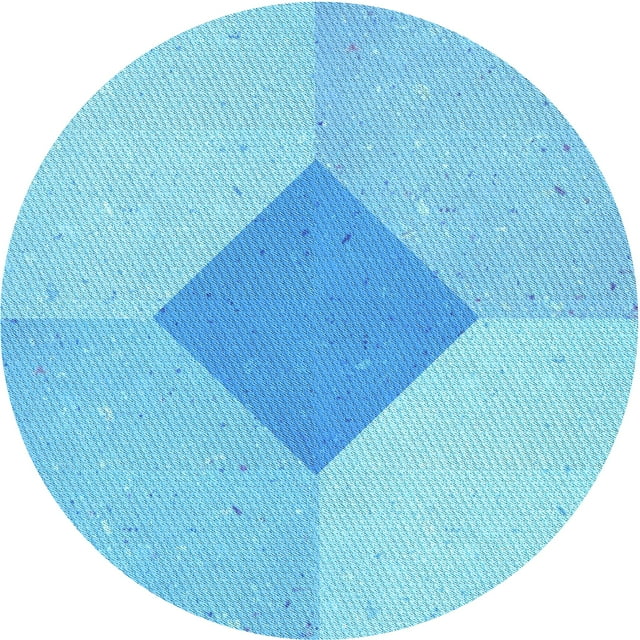 Ahgly Company Tapis d'Intérieur Rond Lavable en Machine Bleu Midi Transitionnel, 7 Pieds Rond
