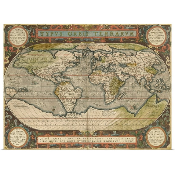 Great BIG Canvas | Rolled Vision Studio Poster Print entitled Antique World Map