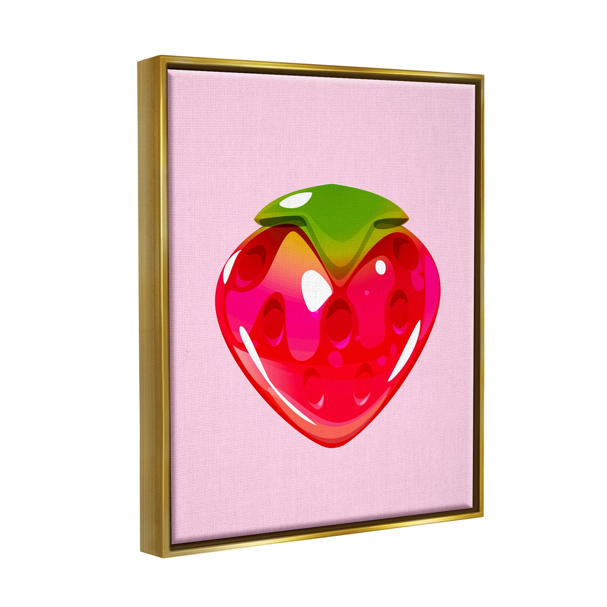 Stupell Industries Strawberry Gummy Candy Food & Beverage Painting Gold Floater Framed Art Print Wall Art, 17 x 21