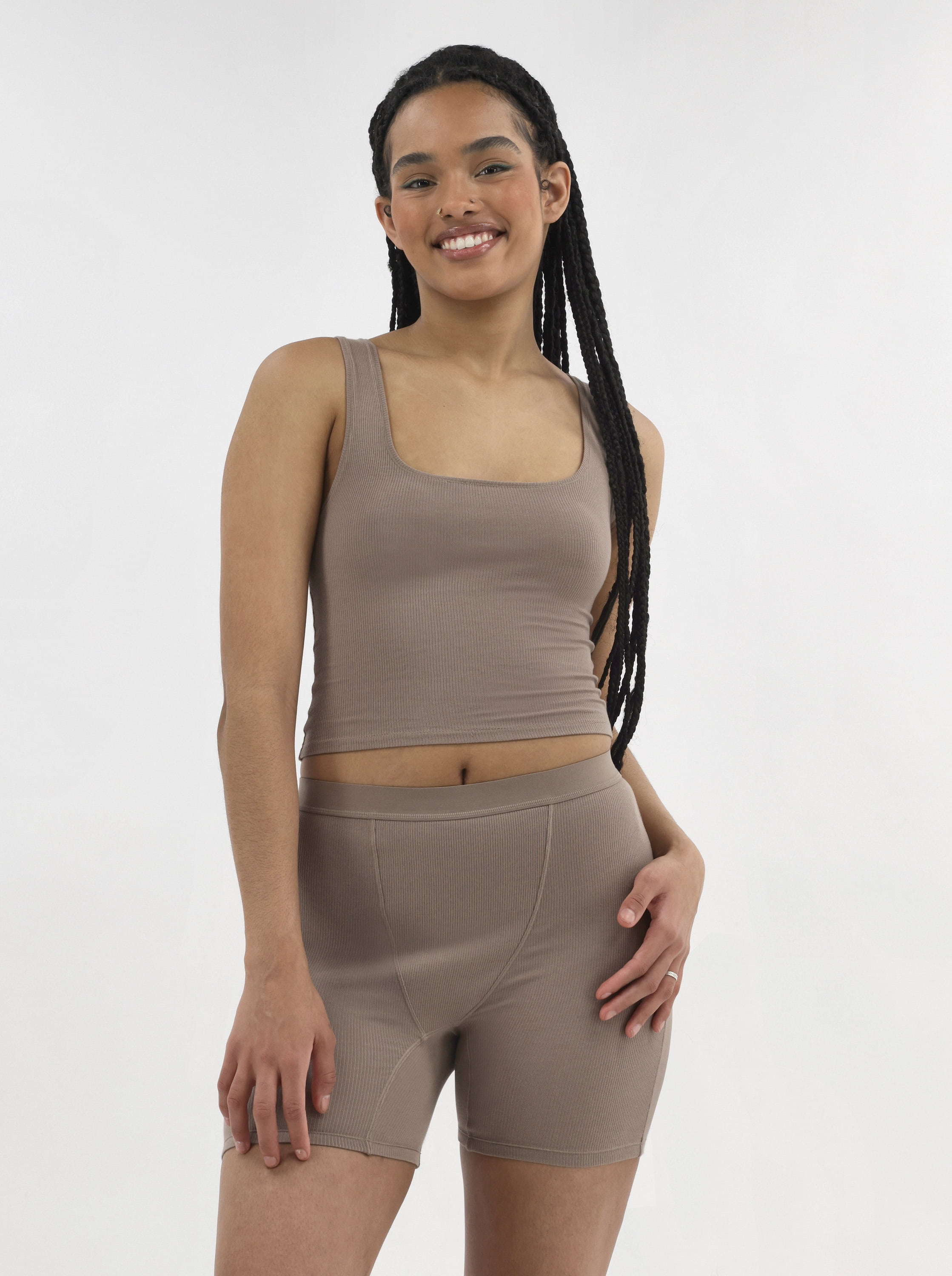 No Boundaries Cotton Stretch Ribbed Cropped Tank Top, Women's XS-3XL