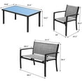 thumbnail image 2 of RONG-3 4 Pieces Patio Furniture Set Outdoor Garden Patio Conversation Sets Poolside Lawn Chairs with Glass Coffee Table Porch Furniture，Grey, 2 of 8
