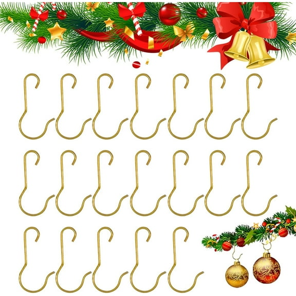 Small C-Shape Ornament Hooks,Metal Wire Christmas Ornament Hangers,Gold Stainless Steel Christmas Ornament Hooks,Christmas Tree Decoration Hangers,for Home Decor (100Pcs)