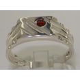 thumbnail image 3 of LBG 925 Sterling Silver Natural Garnet Mens Signet Band Ring - Size 6.75, 3 of 6